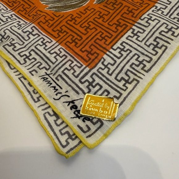 Rare, Vintage 1950's Tammis Keefe Koi and Fish Cotton Hankie, New With Tags - Picture 6 of 6